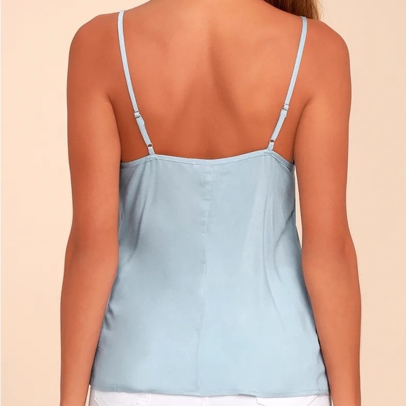 Lulus Light Blue Wrap Top - Picture 3 of 4